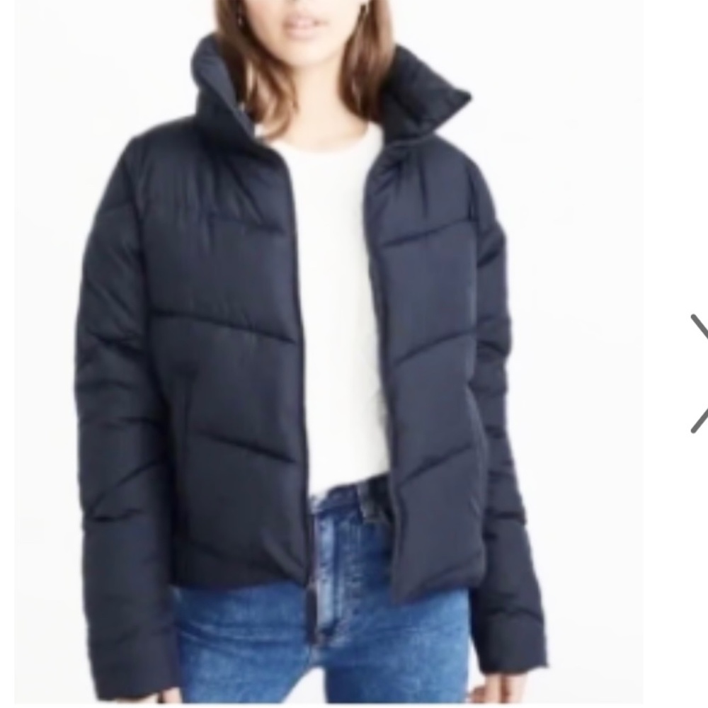 Abercrombie & Fitch Stretch Lightweight Packable Puffer Jacket Womens S Black
